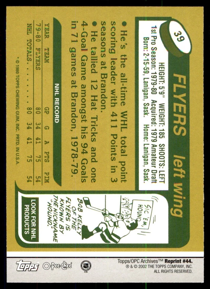 2001-02 Topps / O-Pee-Chee Archives Brian Propp #44 - Image 2 of 2