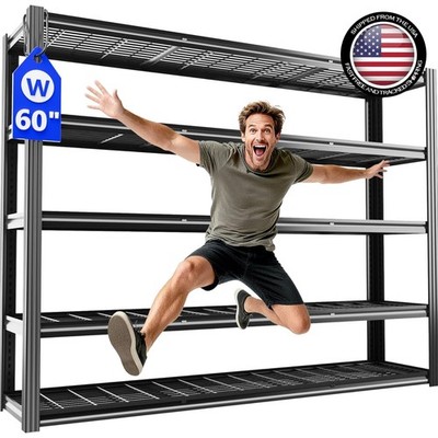 Industrial 5 Tier Garage Shelving Unit - Quick Assembly & Space Saving Design
