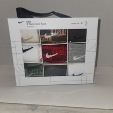 Nike 9 Pack Crew Socks Cushioned Youth 10c-3y Shoe Size NWT C1