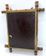 Antique french 1900's foldable barber mirror wood and bronze