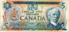 1979 $5 Five Dollars Bank of Canada Banknote BC-53a Lawson-Bouey avg. circulated