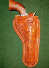 Antique Mexican Revolution Floral Carved Holster that fits Colt Single Action