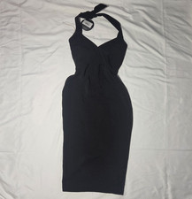 Nookie Black Halter V-Neck Backless Bodycon Midi Dress S New w/ Tags
