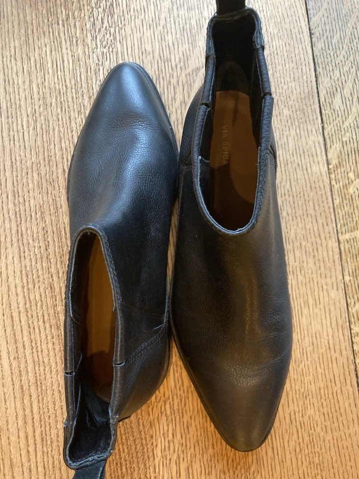 Via Spiga натуральной кожи блок каблука ботильоны в черном - Мужская США размер 10 M - Изображение 4 из 4