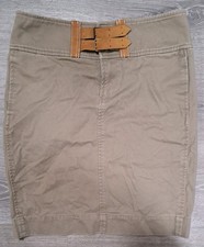 RALPH LAUREN SPORT Knee-length Skirt Women Size 6 Vintage Khaki Cotton Leather
