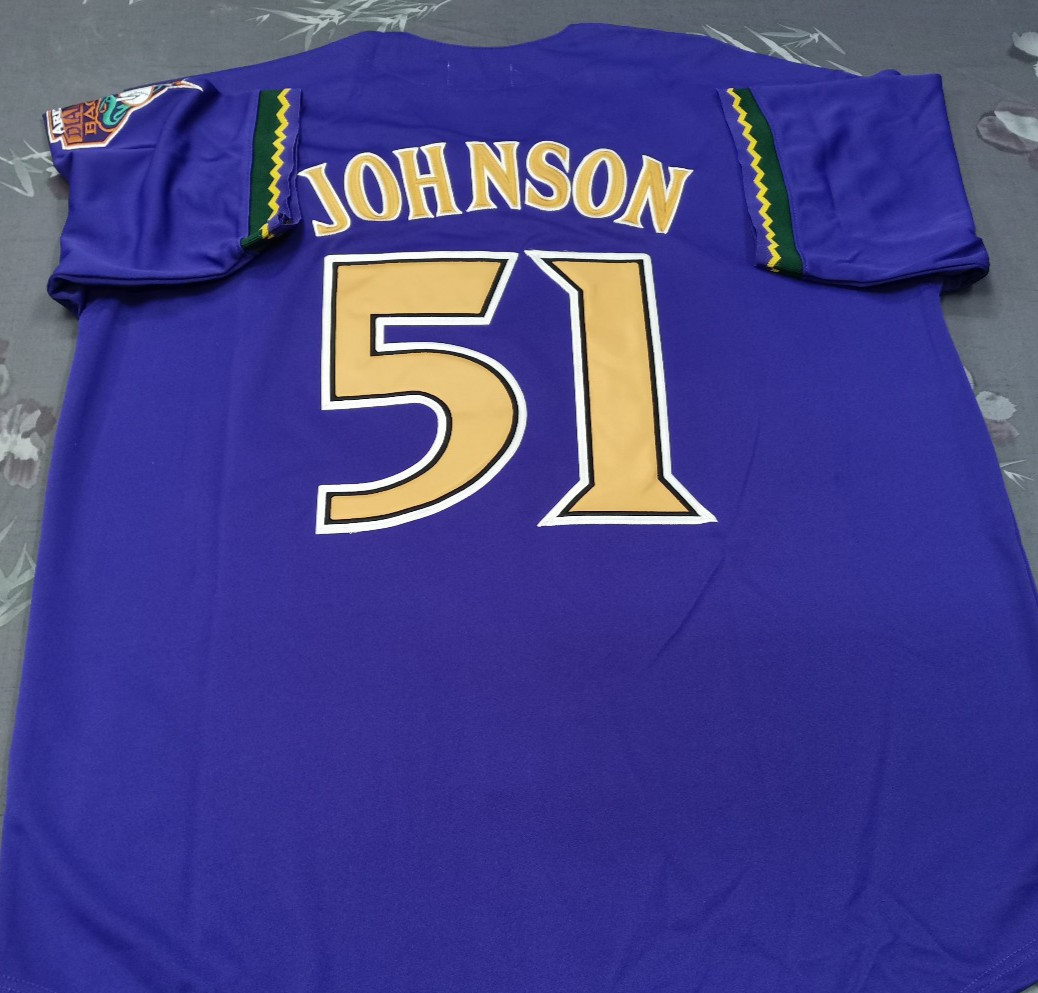 VINTAGE Randy Johnson #51 Diamondbacks Throwback Purple Sewn Stitched Jersey.