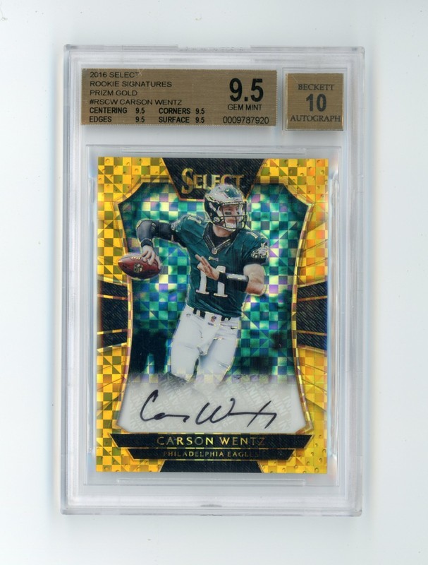 2016 Panini Select Carson Wentz Gold Prizm Rookie RC Auto /10 BGS 9.5/10