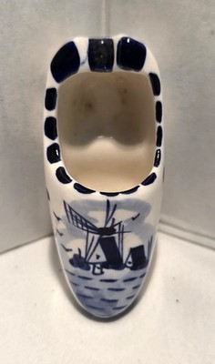 Vintage Elesva Holland Delft Blue Clog Shoe Ashtray Hand Painted 3''