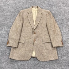 Vintage Mark Shale Sport Coat Mens 44 Long Beige Herringbone Harris Tweed 80s