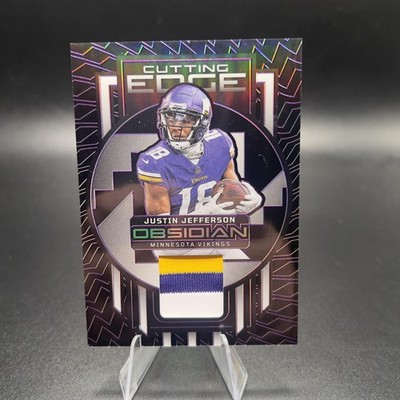 2023 Panini Obsidian #CEM-JJU Justin Jefferson Cutting Edge Mem Etch Purple #/75