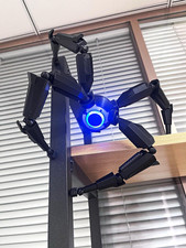 Adjustable Boom Arm Microphone Stand Clamp Mount, Black/Blue LED, Metal/Plastic