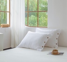 100 Linen Pillowcases Set of 2, French Linen from Normandy, 20X30Inch Standa...