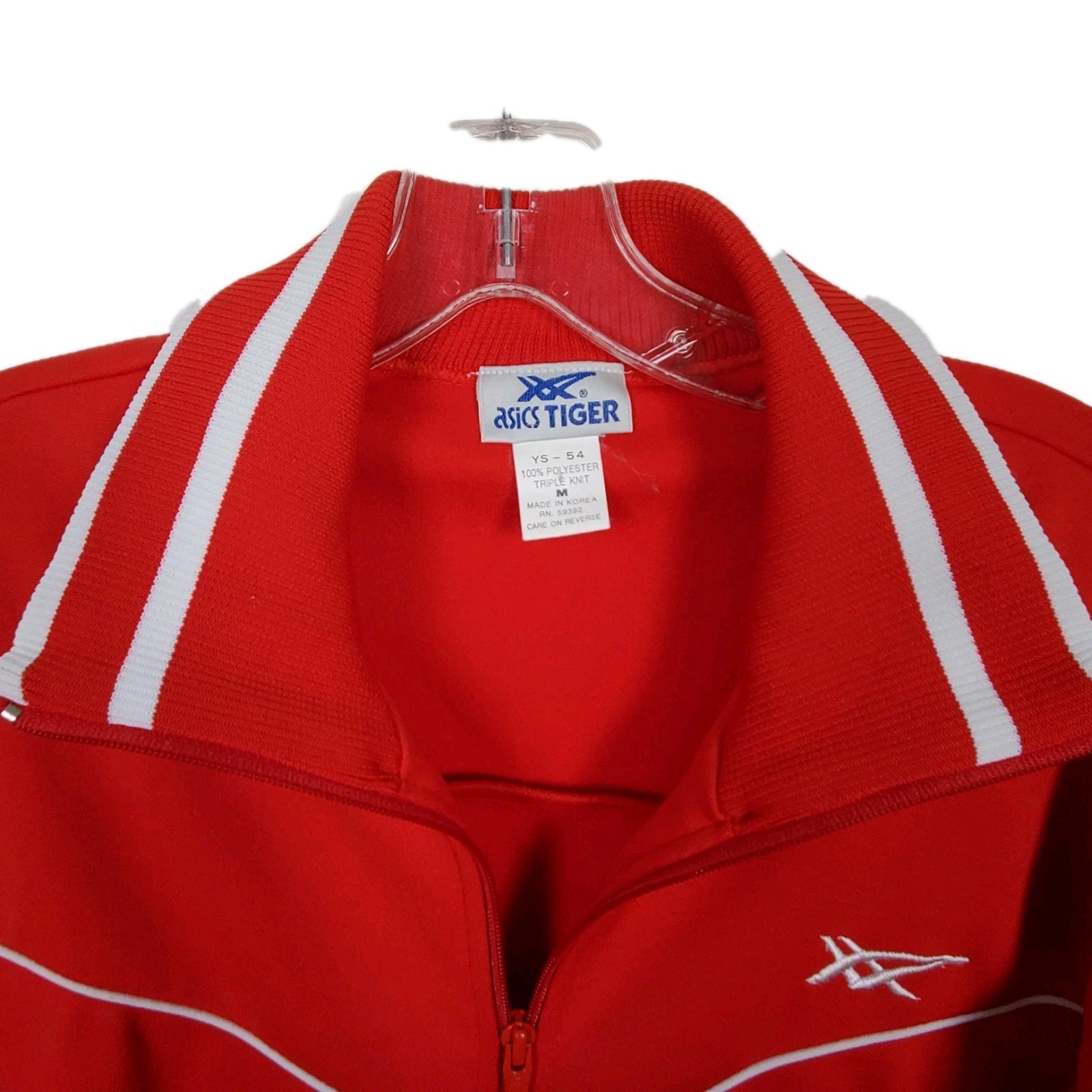 Vintage 80's/ 90's Asics Tiger Track Zip Up Jacket Red and White Size M thumbnail 2