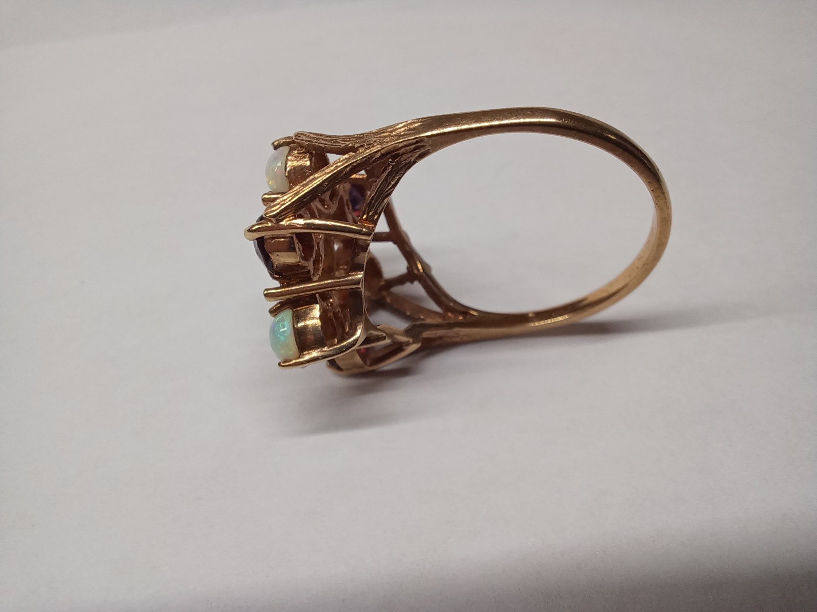 Vintage 9k Gold Ruby/Opal Ring - image 3