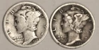 (2) Mercury Dimes - Very Good - 1923 1924 - #3408ED FREE SHIPPING