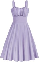Sommerkleid Damen Ausgestellt Violett A-Linie Plissiert L
