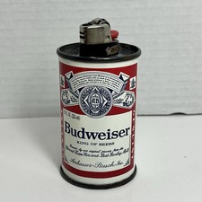 Vintage Budweiser Tin Can Bic Disposable Lighter Holder Made In USA