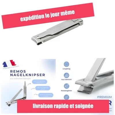 Coupe-ongles avec lime 6 cm acier inoxydable REMOS - Photo 1/4