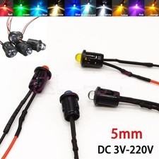 3V-220V 5mm LED Bulb Pre Wired 20cm Light Emitting Diodes With 8mm Lamp Sleeve
