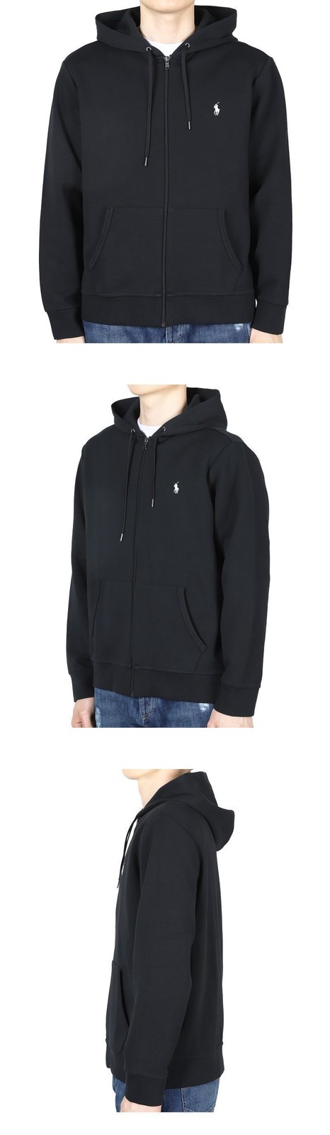 Polo Ralph Lauren Uomo Pony Logo Ricamato con Cappuccio e Zip (Nero) 001
