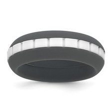 7.5mm Gray with White Groove Center Silicone Wedding Band | Unisex Comfort Fit