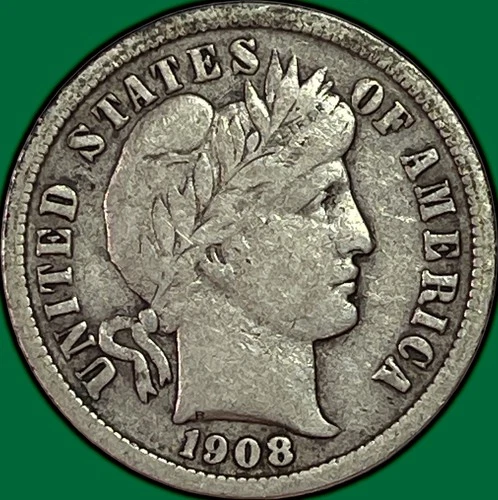1908-D Barber Dime Very Fine VF Coin #36608