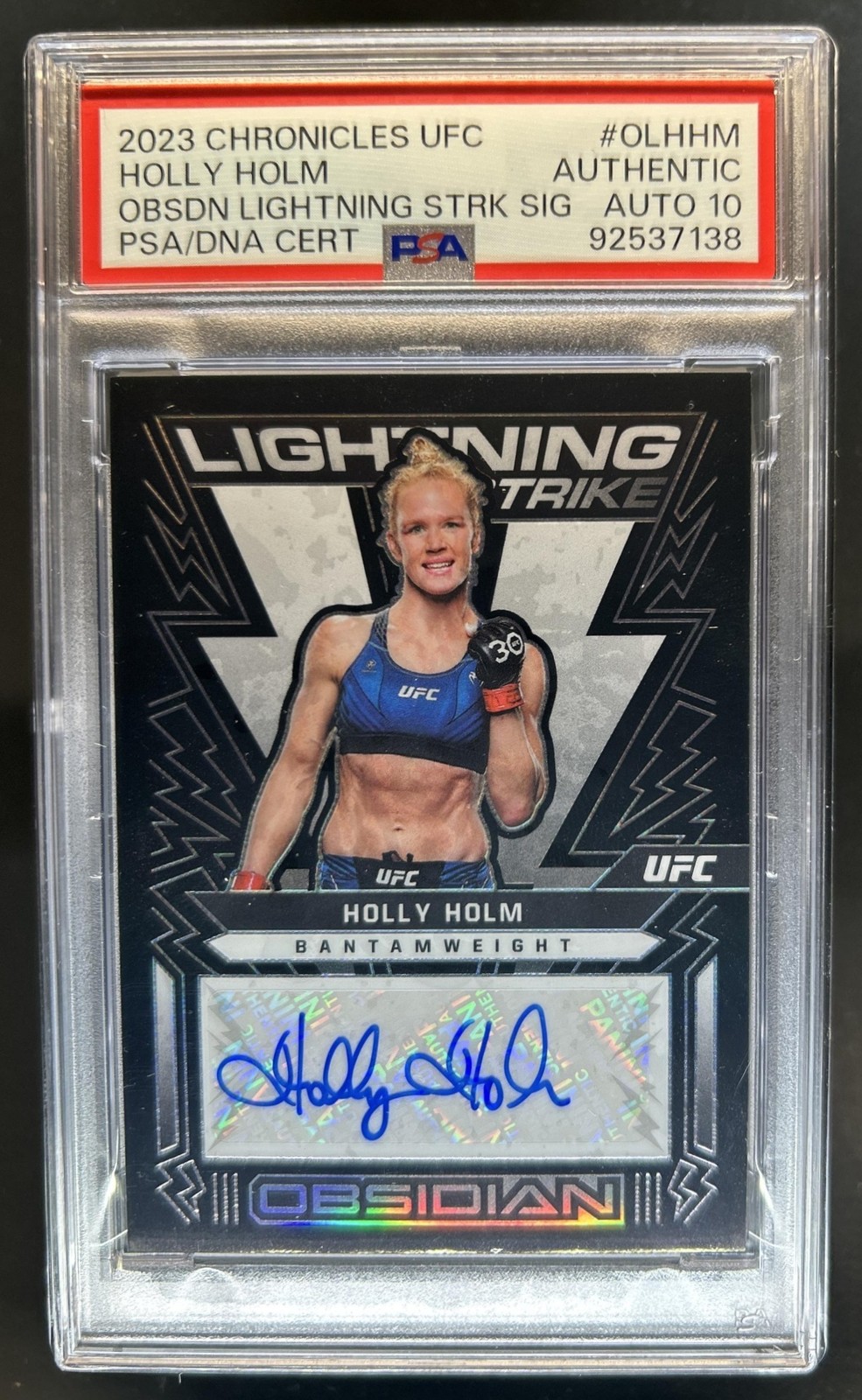 2023 Chronicles UFC Holly Holm Obsidian Lightning Strike Auto #OL-HHM PSA Auth view 1