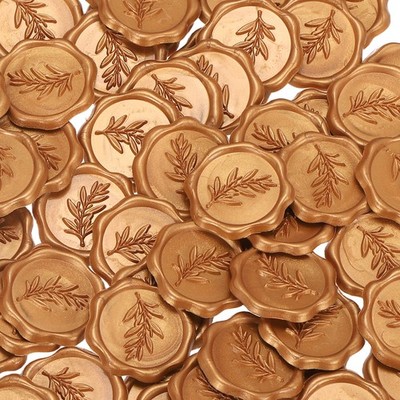 100Pcs Wax Stamp Stickers Wax Seal Self-Adhesive Foliage Pattern Bronze