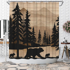 Bear Shower Curtain Rustic Cabin Forest Shower Curtain Bear Print Bathroom Decor