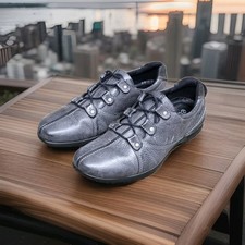 Ecco Shoes Women's 40 / 9-9.5 Graphite Leather Comfort Lace Up Sneakers