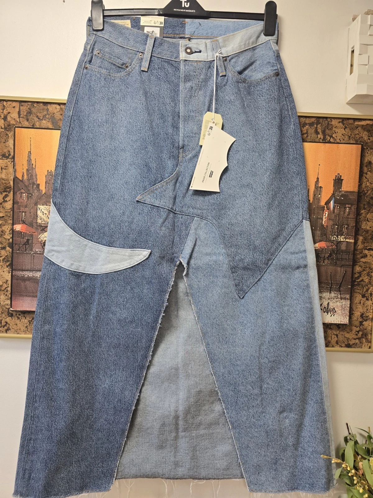 Levi's Icon Women's Pride Patchwork Denim Long Skirts jeans Size Medium