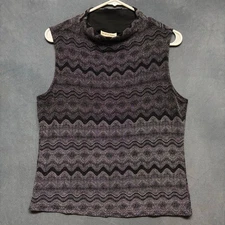 Vintage Sarah B Studio Micro Studded Blouse Artsy Mock Neck Made in USA Large 