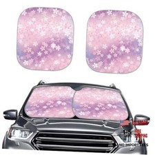 Car Windshield Sun Shade 2 Piece Foldable Car Sun Shade Pink Groovy Flower