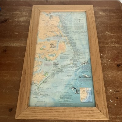 1970 Map Ghost Fleet Of The Outer Banks  Vintage National Geographic
