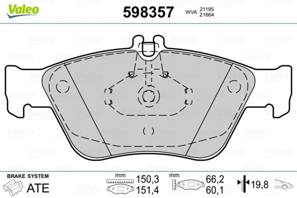 Bremsbelagsatz Scheibenbremse Valeo 598357 FüR Mercedes CLK SLK Klasse W210 S210-image