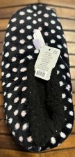 Women s Fuzzy Slipper Socks Black With White And Pink Polka Dots