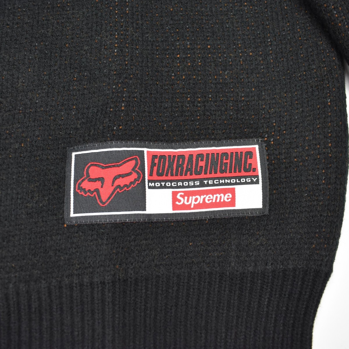 NWT Supreme Fox Racing Logo Knit Crewneck Sweater Black FW25 Men's