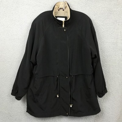 Worthington Womens Jacket Rain Coat Black Full Zip L