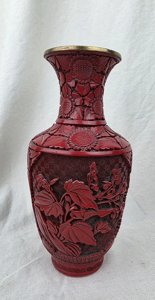 红色黄铜主中国古董花瓶| eBay