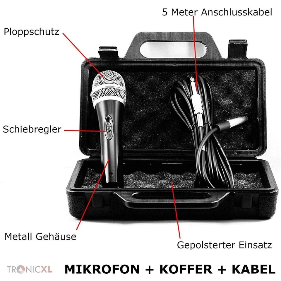 Dynamisches Profi Metall Mikrofon Microfon + Koffer Case + 5m 6,35mm Kabel - Bild 2 von 4