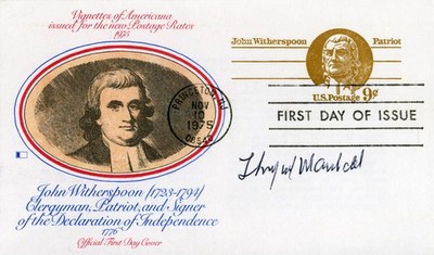 THURGOOD MARSHALL - FIRST DAY COVER SIGNED