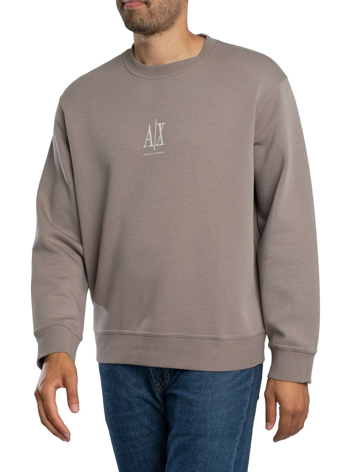 Armani Exchange Men's Embroidered Centre Logo Sweatshirt, Grey