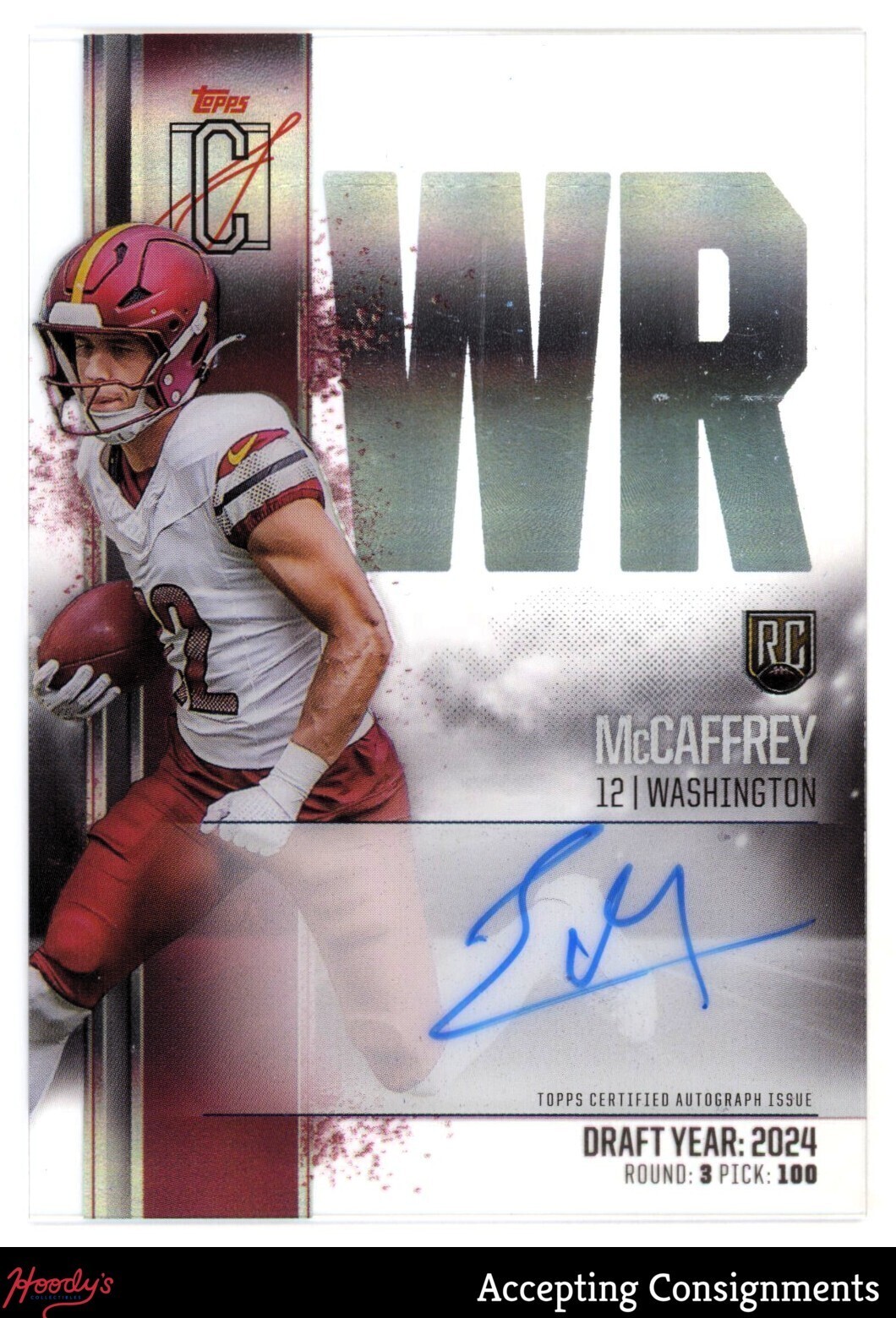 Luke McCaffrey Topps Signature Class Rookie Class Crystal Clear Autographs #RCCLMC Base