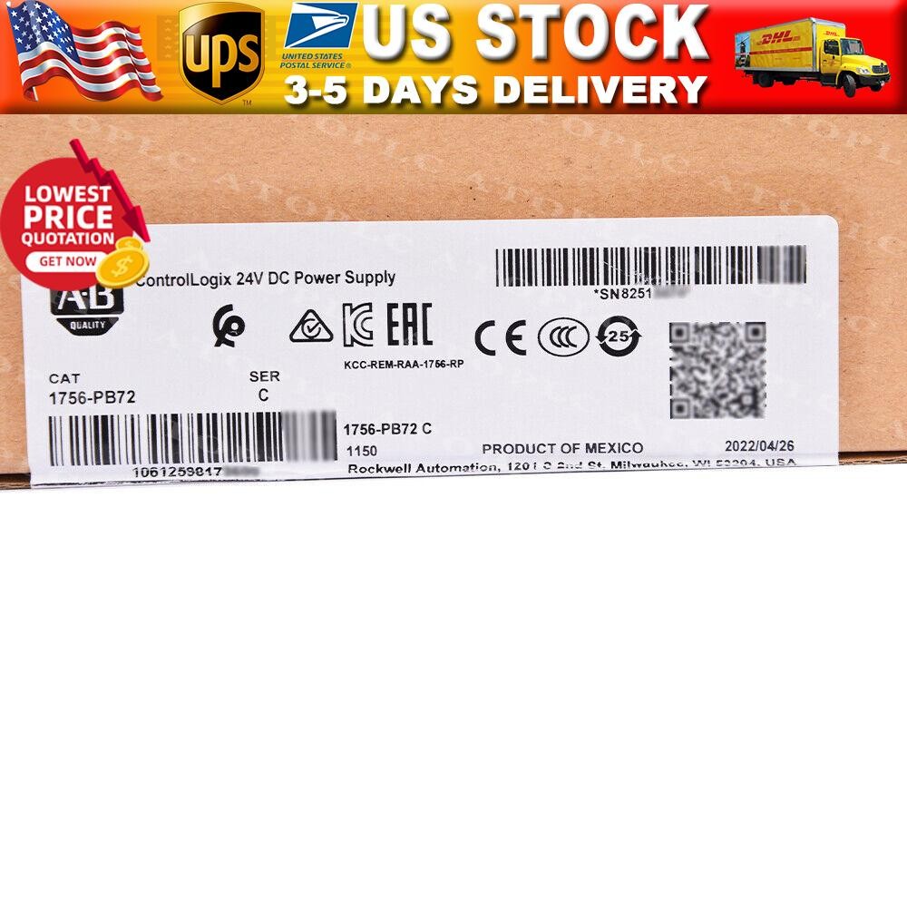 New Factory Sealed Allen-Bradley 1756-PB72 /C ControlLogix 24V DC Power Supply