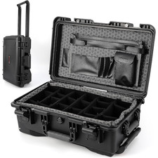 Rolling Waterproof Camera Hard Case with Adjustable Padded Dividers for Outdoor