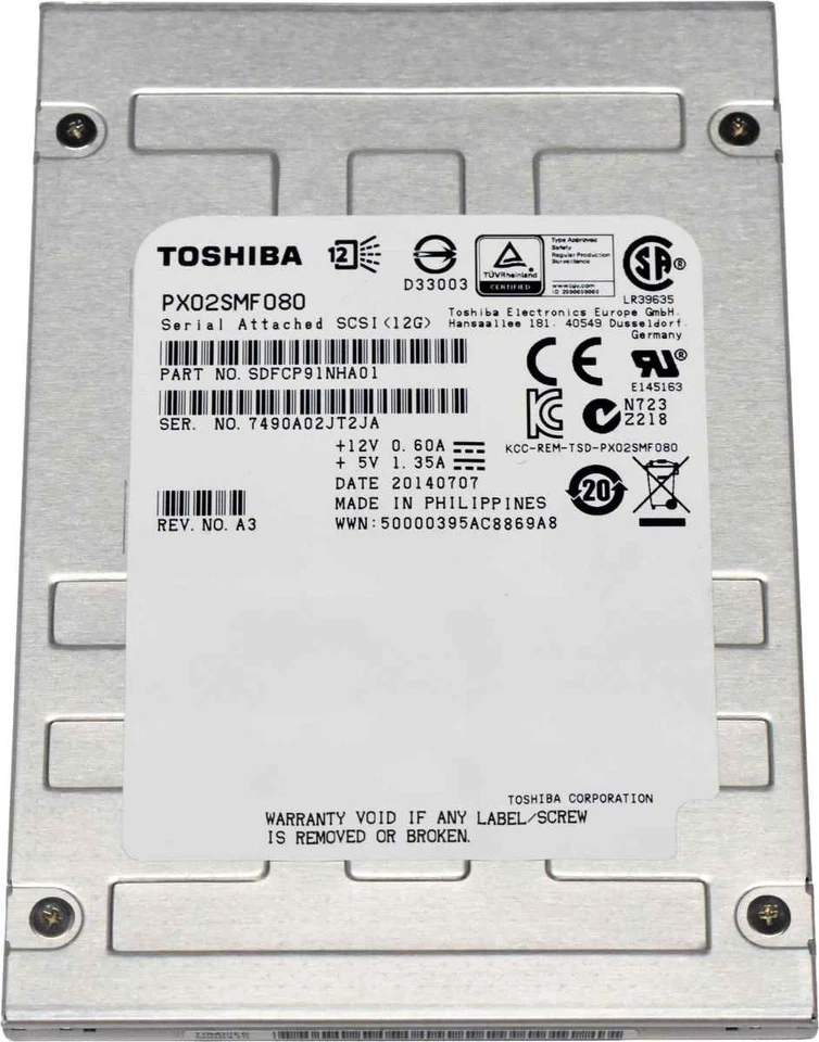 Toshiba 800GB 2.5" 12G SAS SSD PX02SMF080 SDFCP91NHA01 512 Bytes Server Storage  - Bild 3 von 4