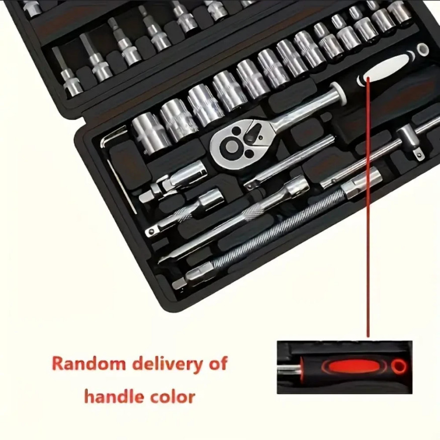 46Pcs Socket Set 1/4" Drive Car Repair Tool Ratchet Torque Wrench Kit with Box**