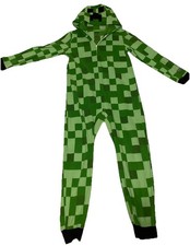 Minecraft Creeper Fleece Hooded Pajama Unisex YOUTH 14-16 One Piece PJ Sleeper