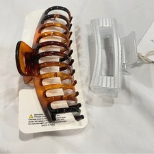Tortoise Frosted Hair Claw  Clear Frosted Acrylic Hair Clips Set 2pc Brown