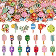 100 Pcs Sport Charms Bulk for Jewelry Making Basketball Dinkball Football Soc...